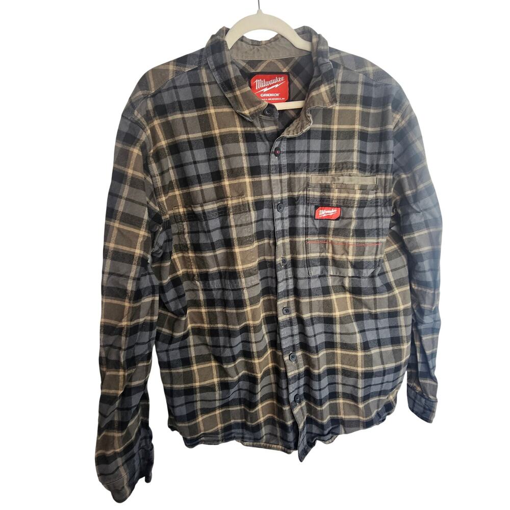 Milwaukee Gridiron Mens Plaid Heavyweight Flannel Shirt Size XL Workwear Utility